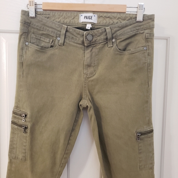 PAIGE Jolie Cargo Vintage Green Ivy Jeans size 28 - Picture 3 of 12